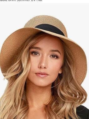 NEW: Chic Beige Wide Brim Hat with Black Band